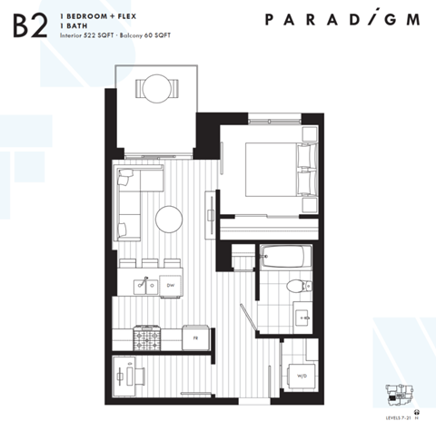 a floor plan of a bedroom apartment